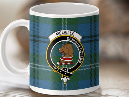 Physical Item 11oz / White Melville Clan Crest Tartan Scottish Mug