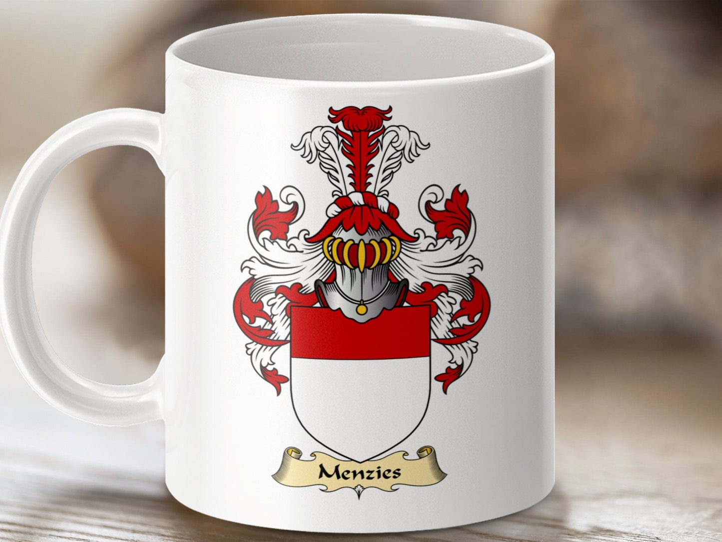 Physical Item 11oz / White Menzies Clan Coat Of Arms Scottish Mug