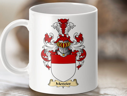 Physical Item 11oz / White Menzies Clan Coat Of Arms Scottish Mug