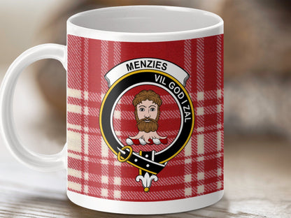 Physical Item 11oz / White Menzies Clan Scottish Tartan Mug