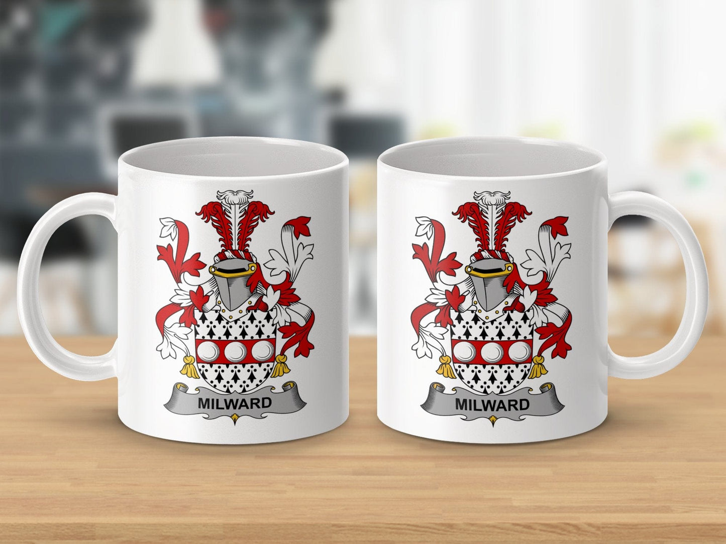 Physical Item 11oz / White Milward Surname Irish Heraldry Ceramic Mug