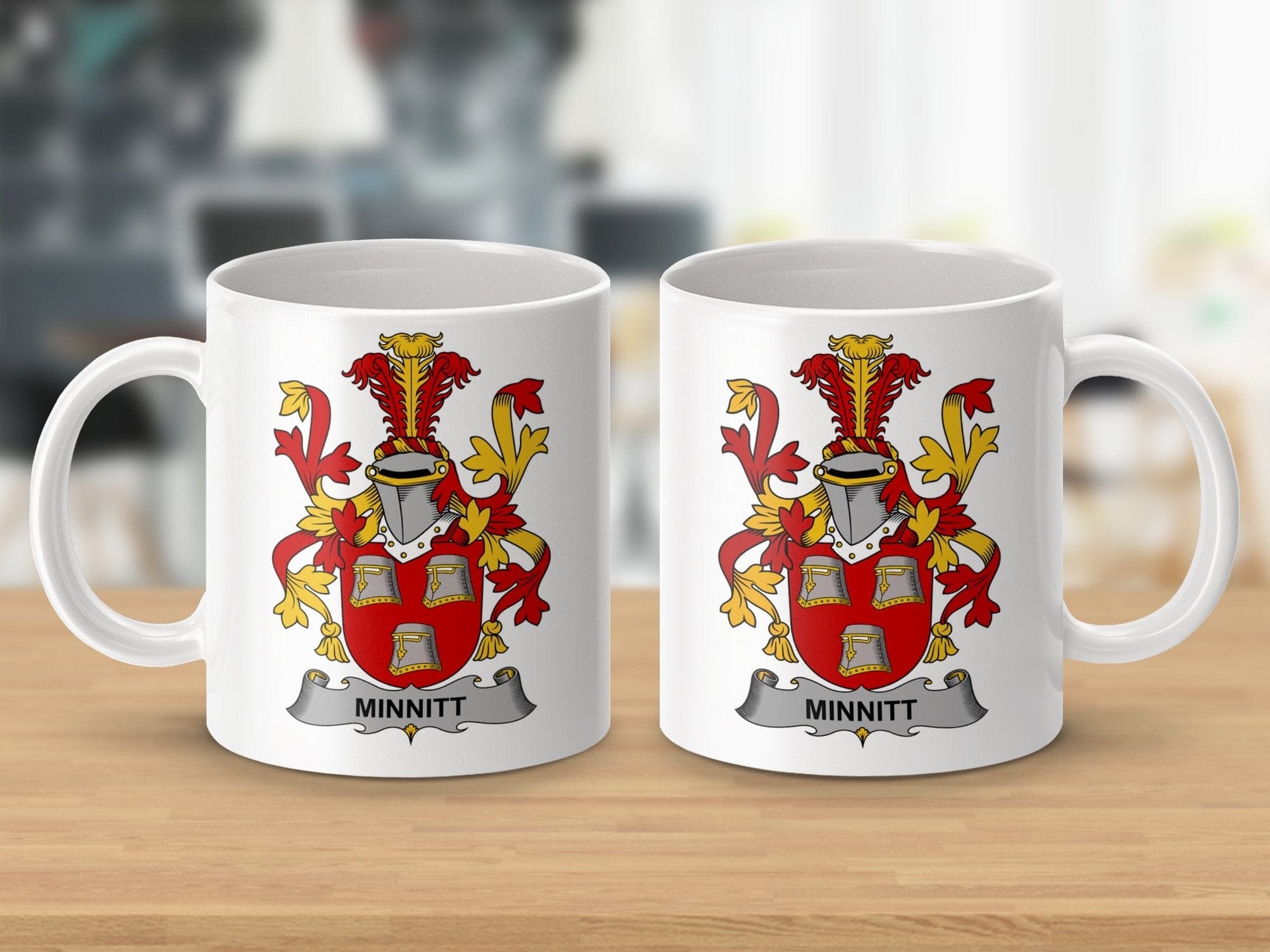 Physical Item 11oz / White Minnitt Surname Irish Heraldry Ceramic Mug