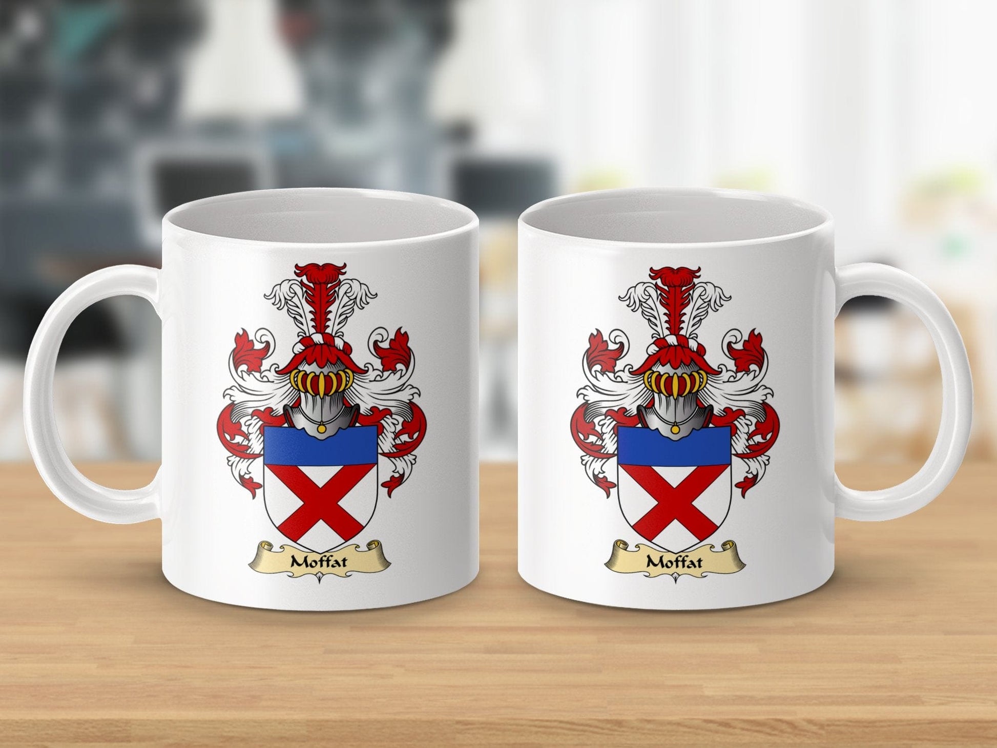 Physical Item 11oz / White Moffat Clan Coat of Arms Scottish Clan Crest Mug