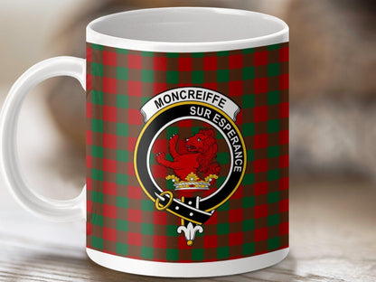 Physical Item 11oz / White Moncrieffe Clan Crest Tartan Scottish Mug