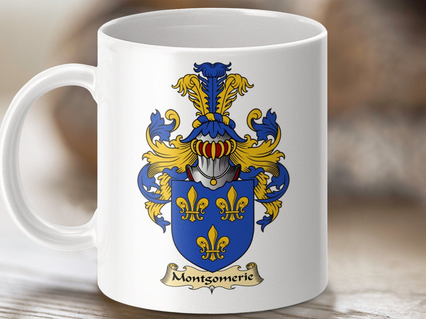 Physical Item 11oz / White Montgomerie Clan Coat Of Arms Scottish Mug