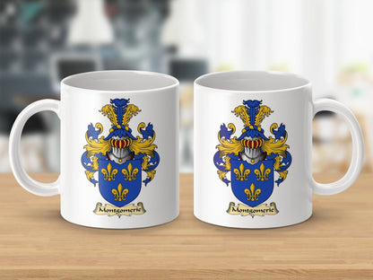 Physical Item 11oz / White Montgomerie Clan Coat Of Arms Scottish Mug