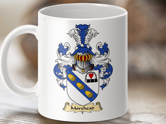 Physical Item 11oz / White Morehead Clan Coat Of Arms Scottish Mug