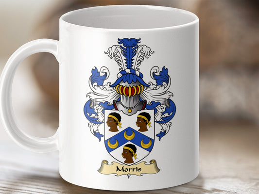 Physical Item 11oz / White Morris Clan Coat Of Arms Scottish Mug