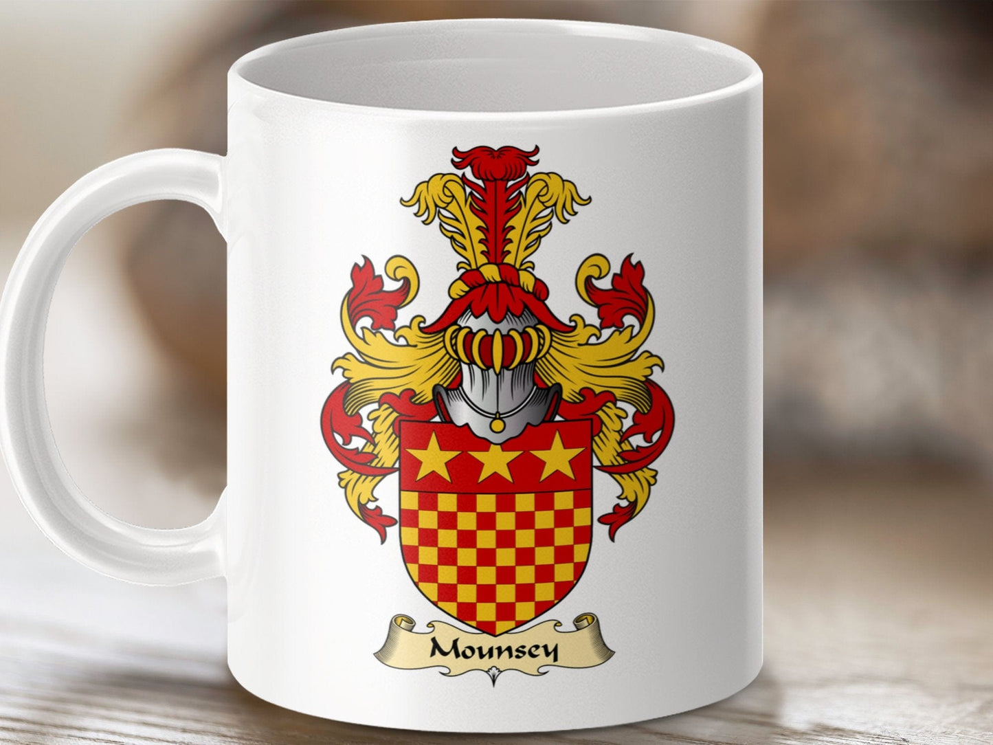 Physical Item 11oz / White Mounsey Clan Coat Of Arms Scottish Mug