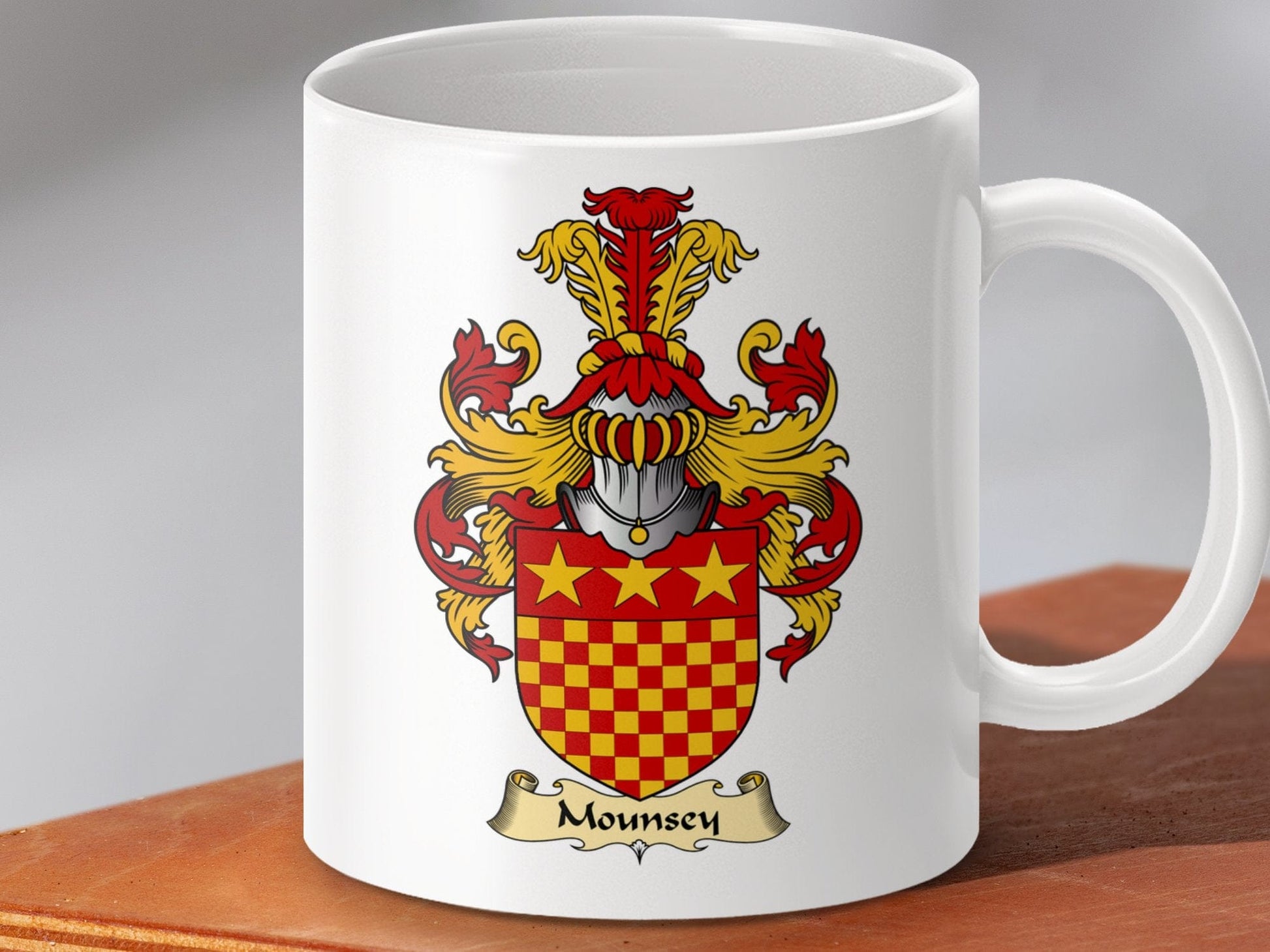 Physical Item 11oz / White Mounsey Clan Coat Of Arms Scottish Mug