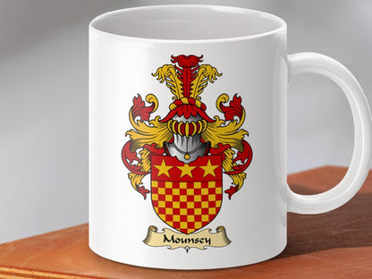 Physical Item 11oz / White Mounsey Clan Coat Of Arms Scottish Mug