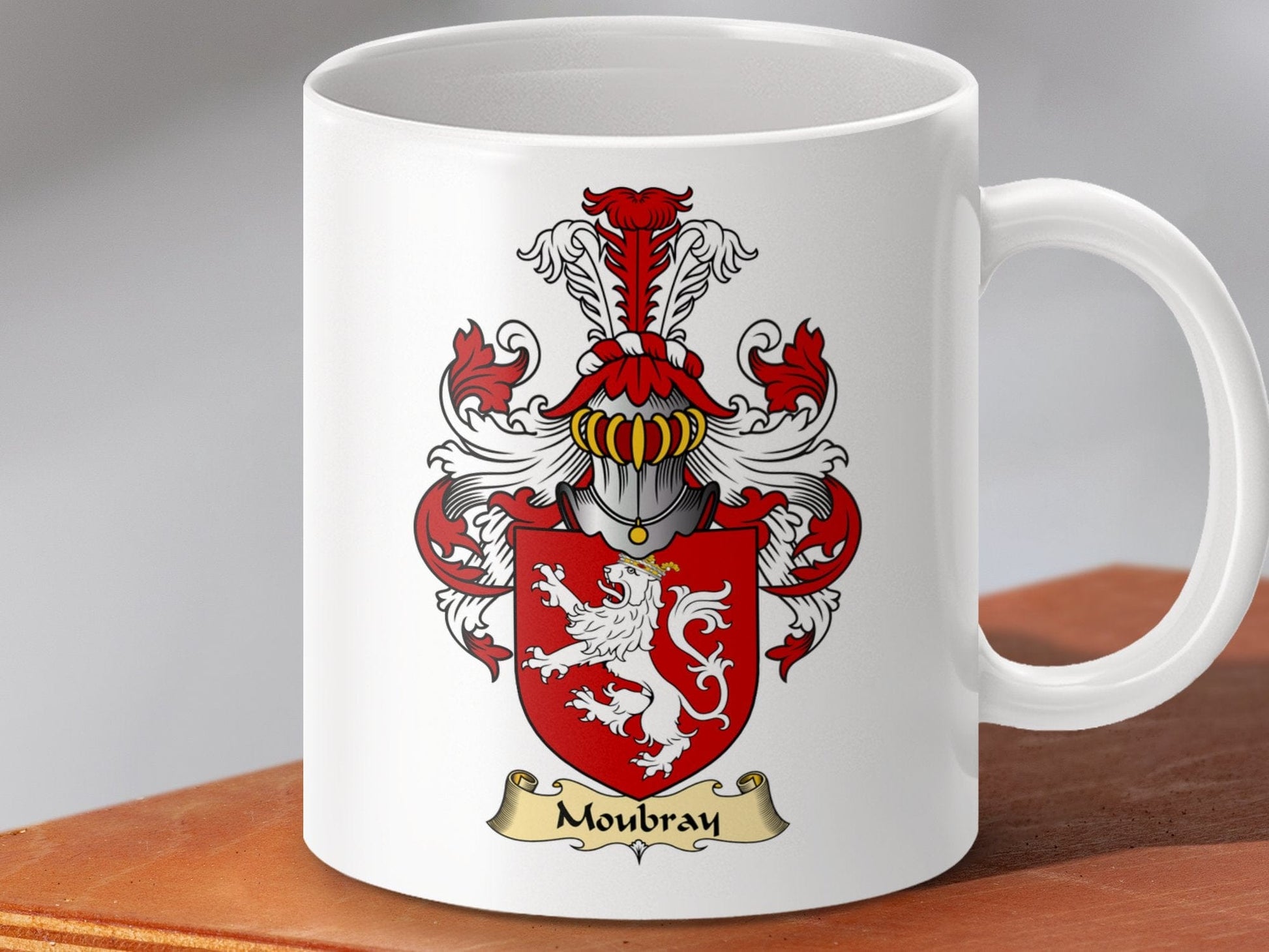 Physical Item 11oz / White Mowbray Clan Coat Of Arms Scottish Mug