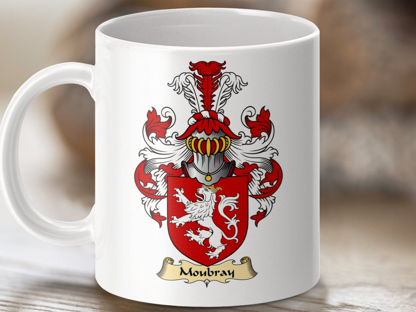 Physical Item 11oz / White Mowbray Clan Coat Of Arms Scottish Mug