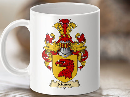 Physical Item 11oz / White Munro Clan Coat Of Arms Scottish Mug