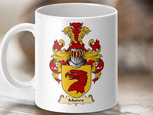 Physical Item 11oz / White Munro Clan Coat Of Arms Scottish Mug