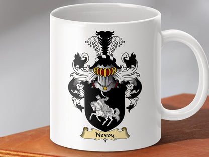 Physical Item 11oz / White Nevoy Clan Coat Of Arms Scottish Mug