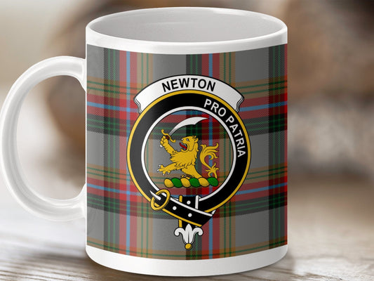 Physical Item 11oz / White Newton Clan Scottish Tartan Mug