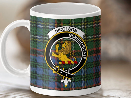 Physical Item 11oz / White Nicolson Clan Scottish Tartan Mug