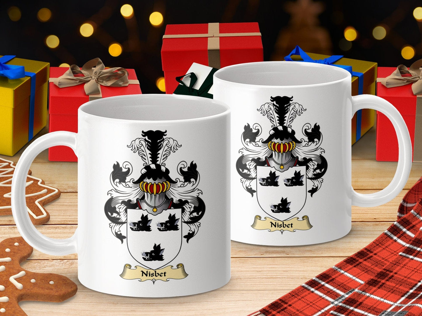 Physical Item 11oz / White Nisbet Clan Coat Of Arms Scottish Mug