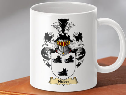 Physical Item 11oz / White Nisbet Clan Coat Of Arms Scottish Mug