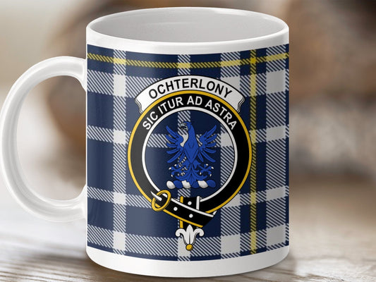 Physical Item 11oz / White Ochterlony Clan Scottish Tartan Mug