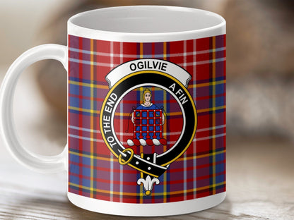 Physical Item 11oz / White Ogilvie Clan Scottish Tartan Mug