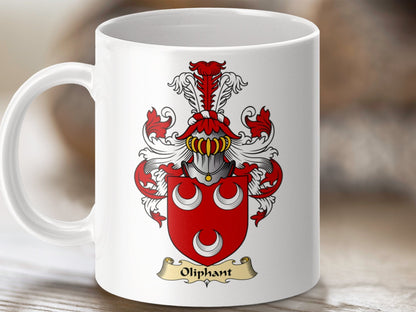 Physical Item 11oz / White Oliphant Clan Coat Of Arms Scottish Mug