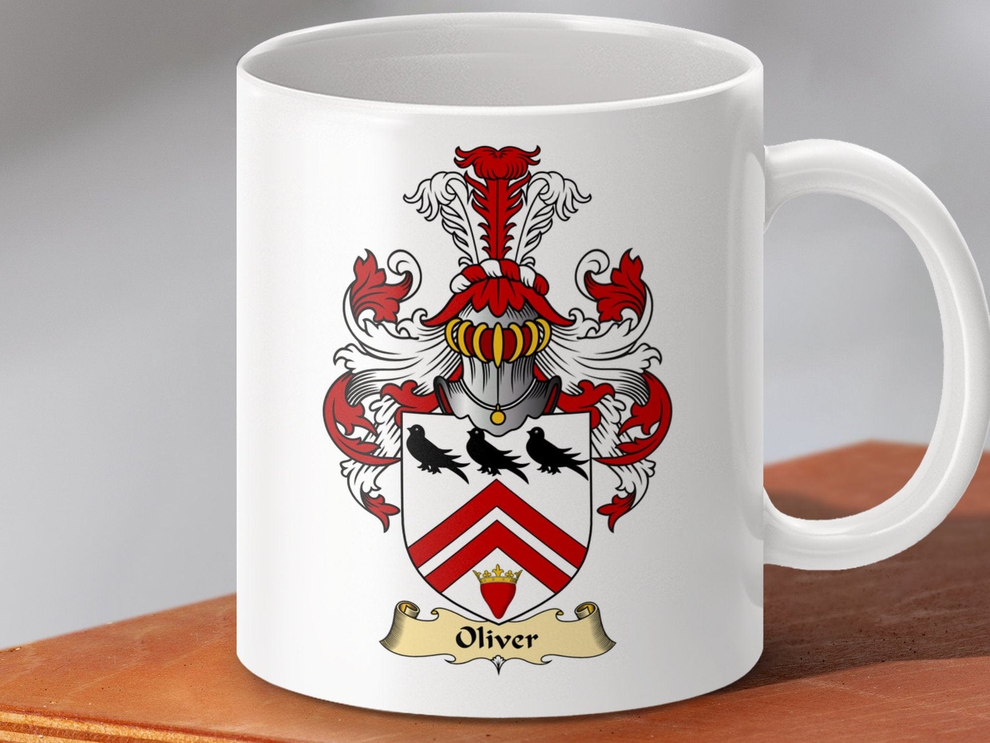 Physical Item 11oz / White Oliver Clan Coat Of Arms Scottish Heritage Mug