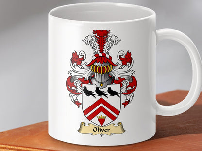 Physical Item 11oz / White Oliver Clan Coat Of Arms Scottish Heritage Mug