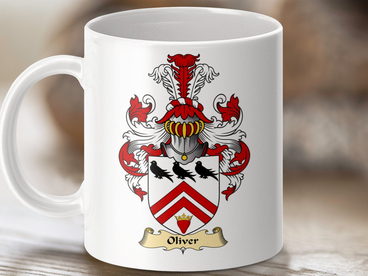 Physical Item 11oz / White Oliver Clan Coat Of Arms Scottish Heritage Mug