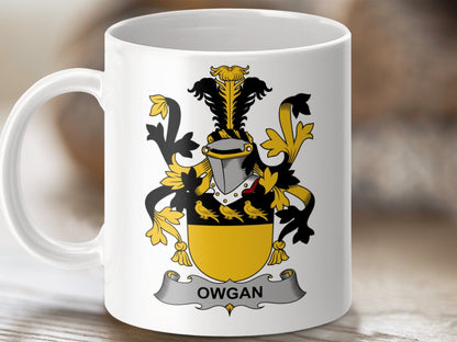 Physical Item 11oz / White Owgan Surname Irish Heraldry Ceramic Mug