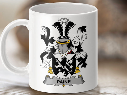 Physical Item 11oz / White Paine Surname Irish Heraldry Ceramic Mug