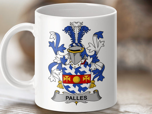 Physical Item 11oz / White Palles Surname Irish Heraldry Ceramic Mug