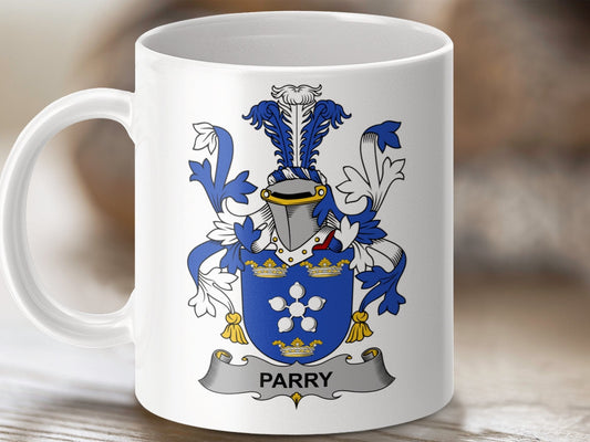 Physical Item 11oz / White Parry Surname Irish Heraldry Ceramic Mug