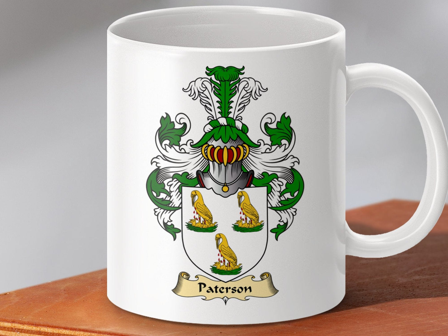 Physical Item 11oz / White Paterson Clan Coat Of Arms Scottish Mug