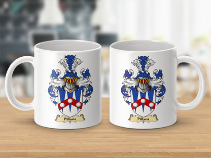 Physical Item 11oz / White Pillans Clan Coat Of Arms Scottish Mug