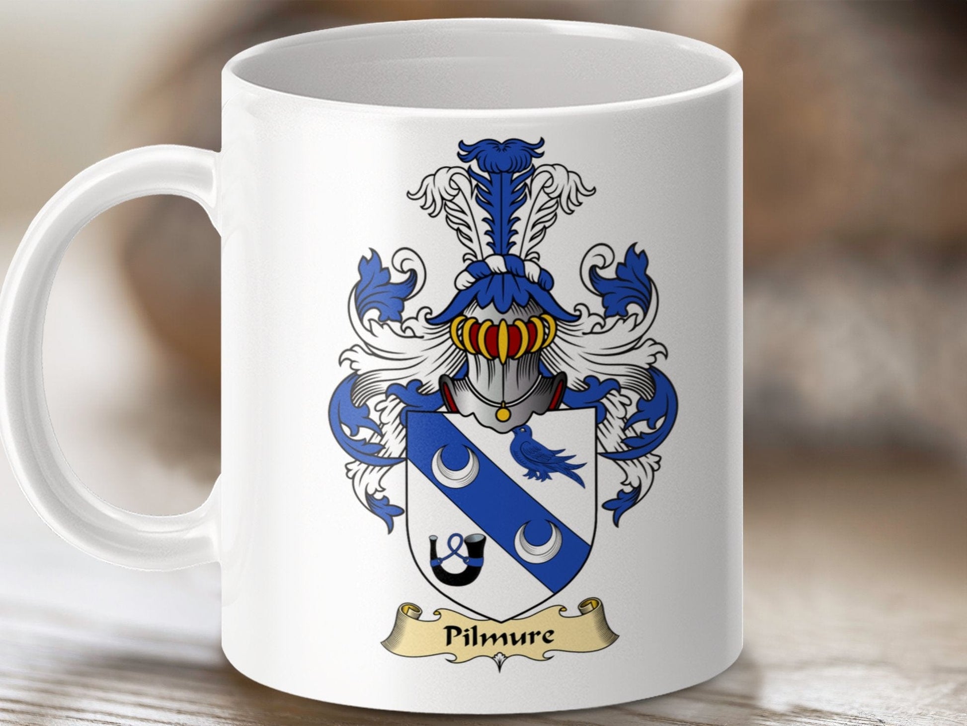 Physical Item 11oz / White Pilmure Clan Coat Of Arms Scottish Mug