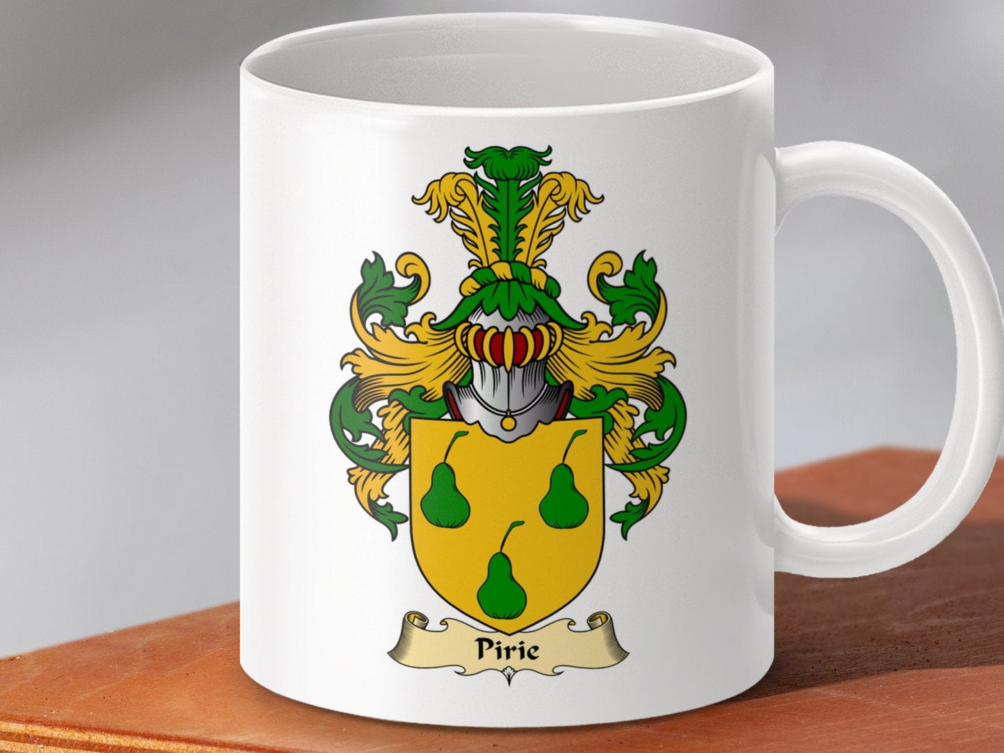 Physical Item 11oz / White Pirie Clan Coat Of Arms Scottish Mug