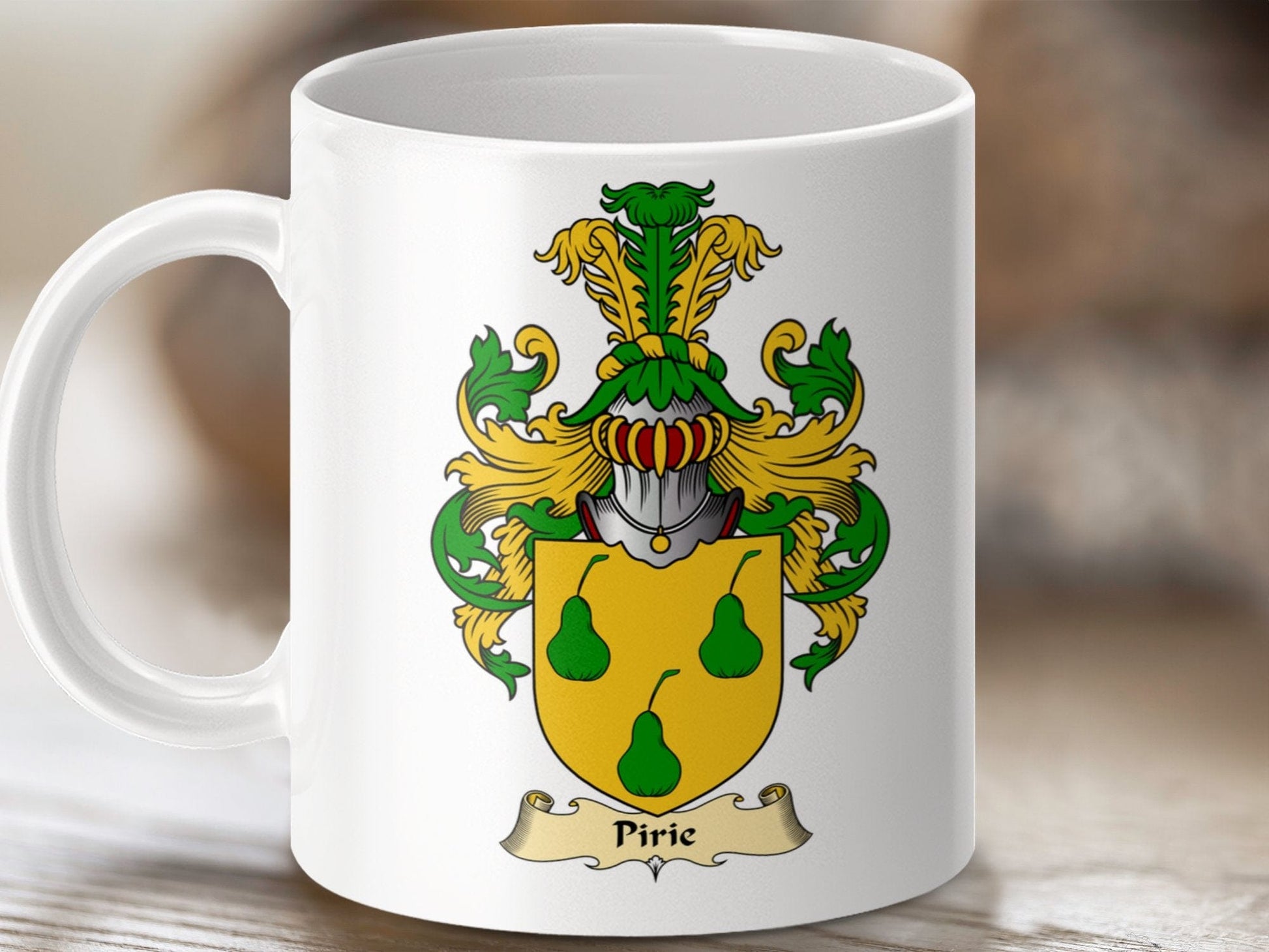 Physical Item 11oz / White Pirie Clan Coat Of Arms Scottish Mug