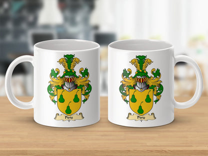 Physical Item 11oz / White Pirie Clan Coat Of Arms Scottish Mug