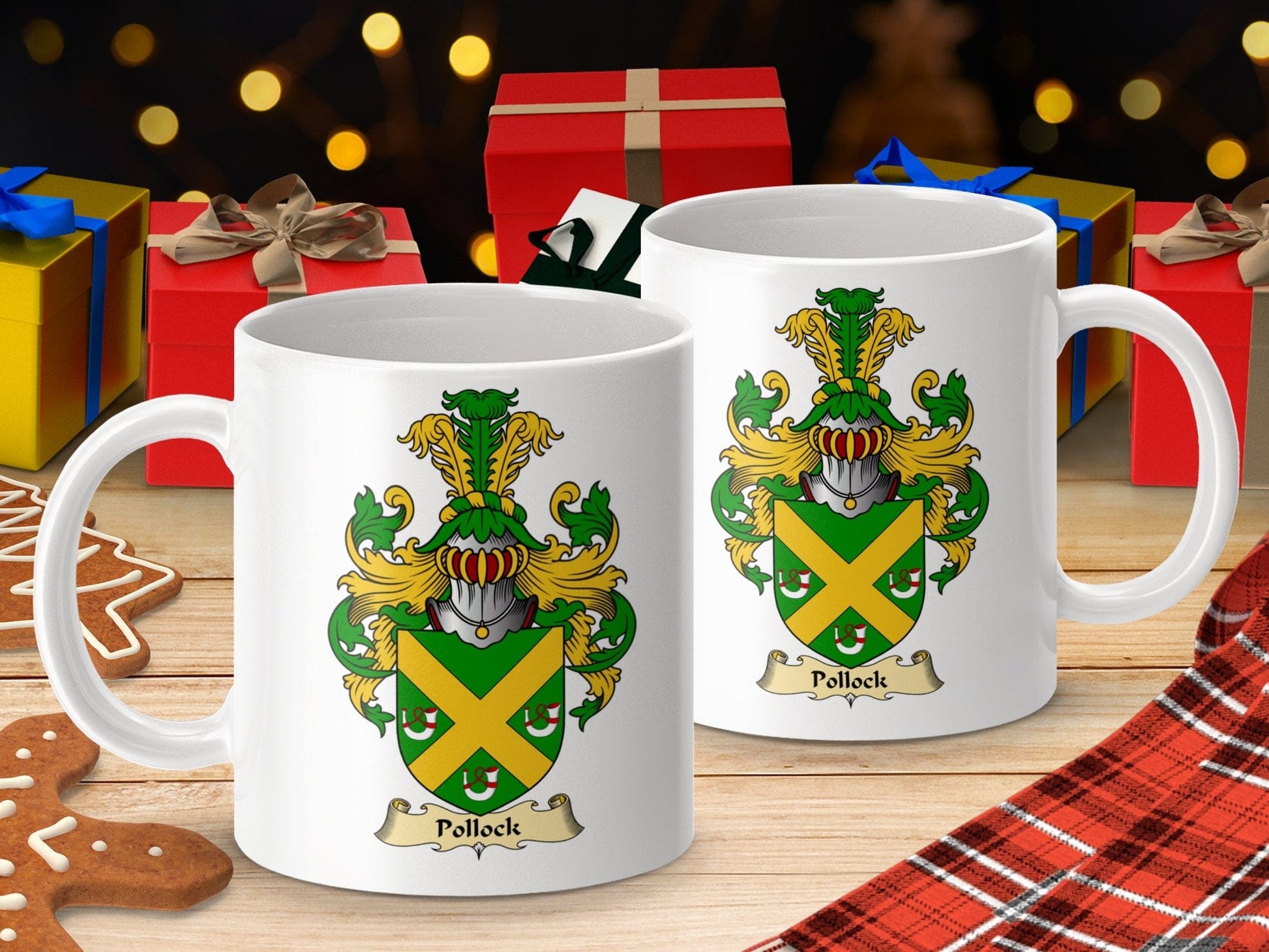 Physical Item 11oz / White Pollock Clan Coat Of Arms Scottish Mug