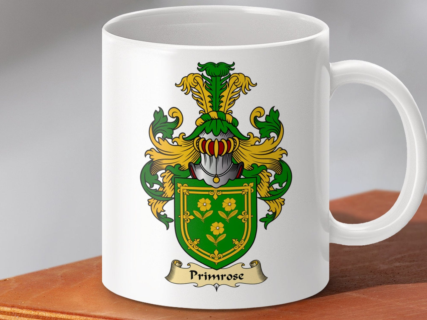 Physical Item 11oz / White Primrose Clan Coat Of Arms Scottish Mug