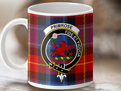 Physical Item 11oz / White Primrose Clan Crest Tartan Scottish Mug