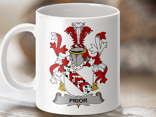 Physical Item 11oz / White Prior Surname Irish Heraldry Ceramic Mug