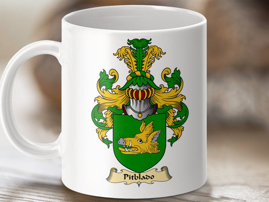 Physical Item 11oz / White Pritbaud Clan Coat Of Arms Scottish Mug