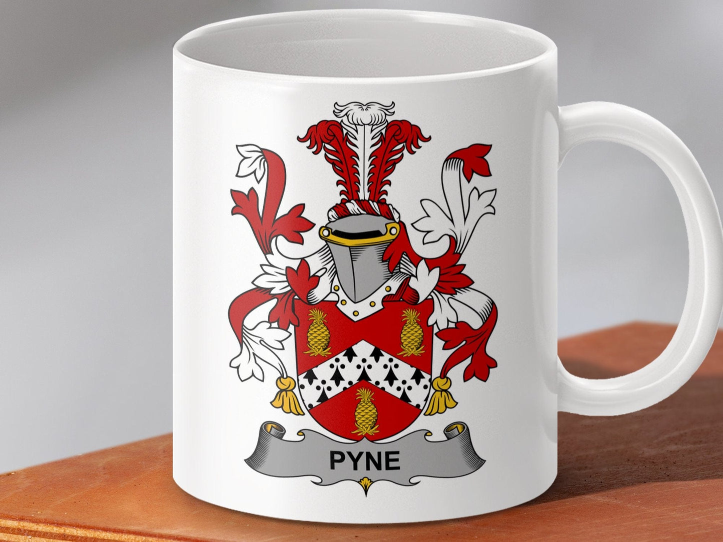 Physical Item 11oz / White Pyne Surname Irish Heraldry Ceramic Mug