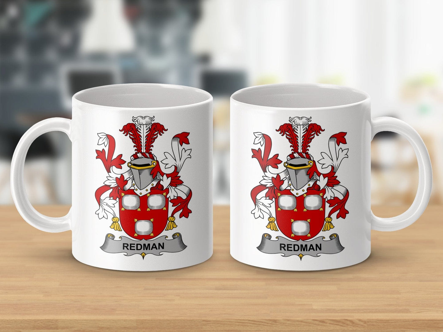 Physical Item 11oz / White Redman Surname Irish Heraldry Ceramic Mug