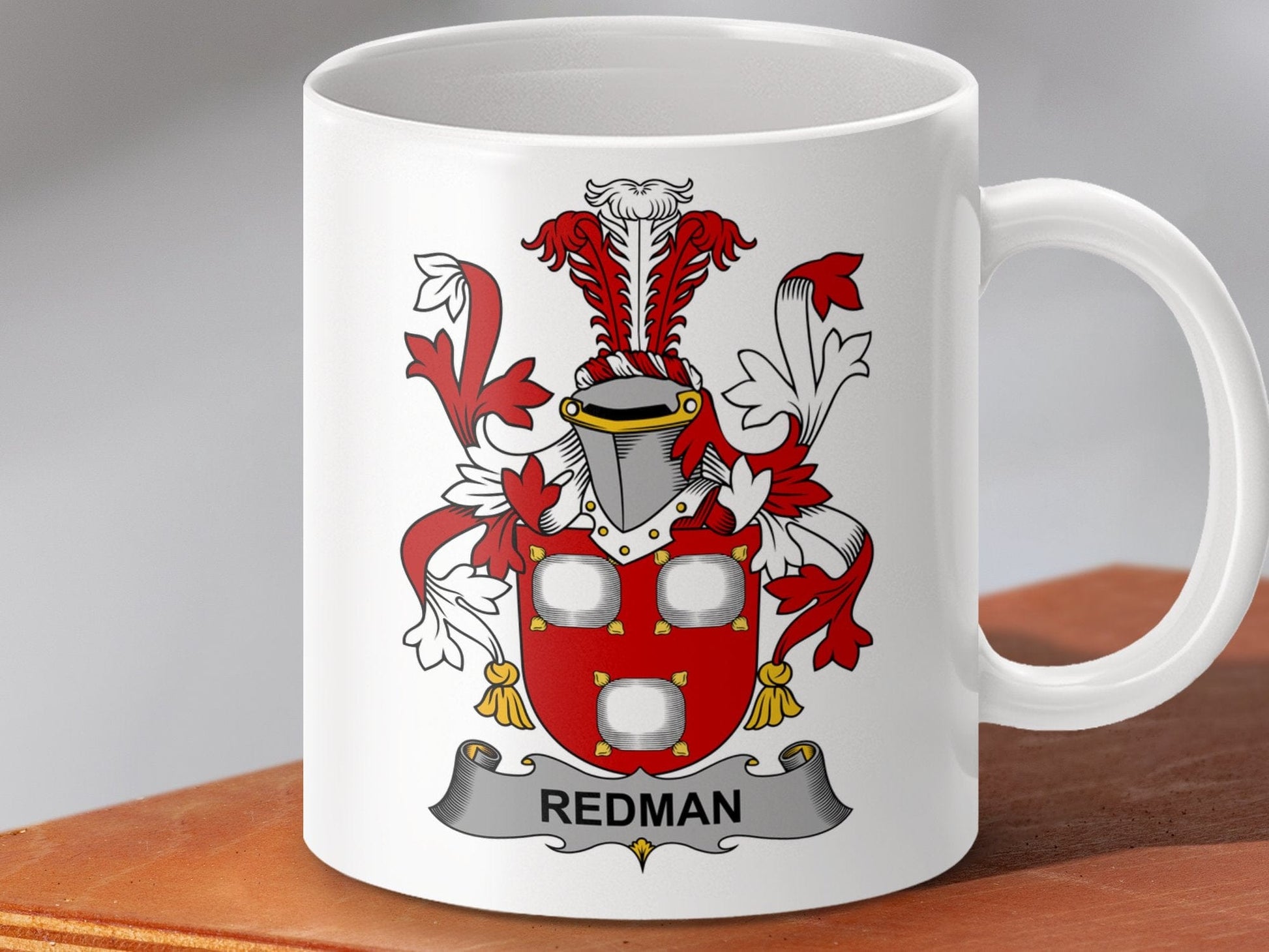 Physical Item 11oz / White Redman Surname Irish Heraldry Ceramic Mug