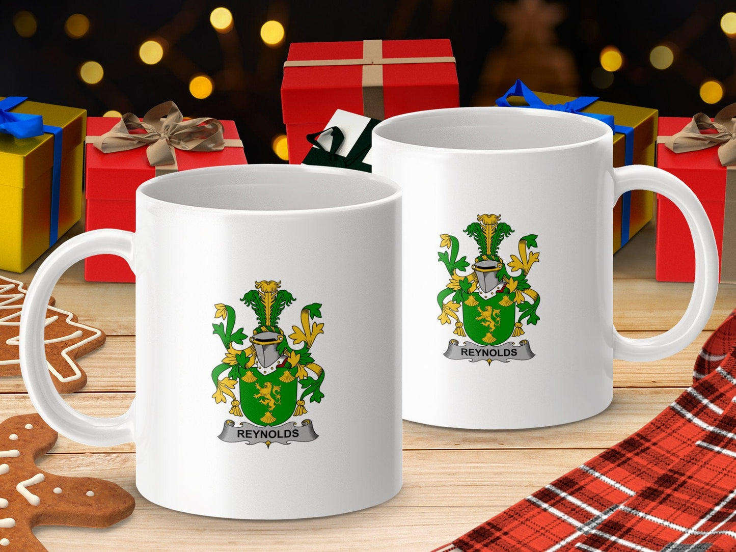 Physical Item 11oz / White Reynolds Surname Irish Heraldry Ceramic Mug