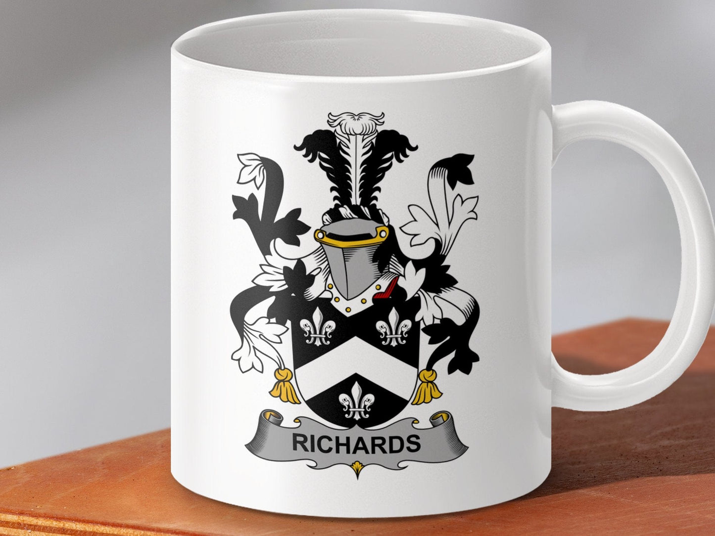 Physical Item 11oz / White Richards Surname Irish Heraldry Ceramic Mug